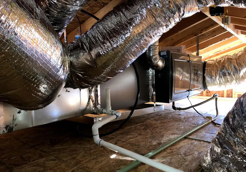 Residential Rheem Furnace Installation in Attic